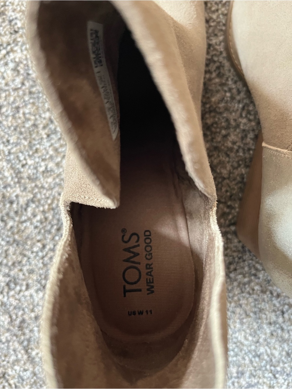 TOMS ELIZA DUNE SUEDE Ladies Size 11 Medium Ankle Boots In Tan Color - Picture 12 of 12